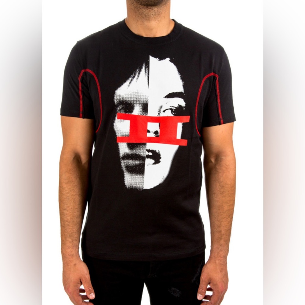Givenchy Black Cotton Gemini Faces Print T-Shirt Sz XL